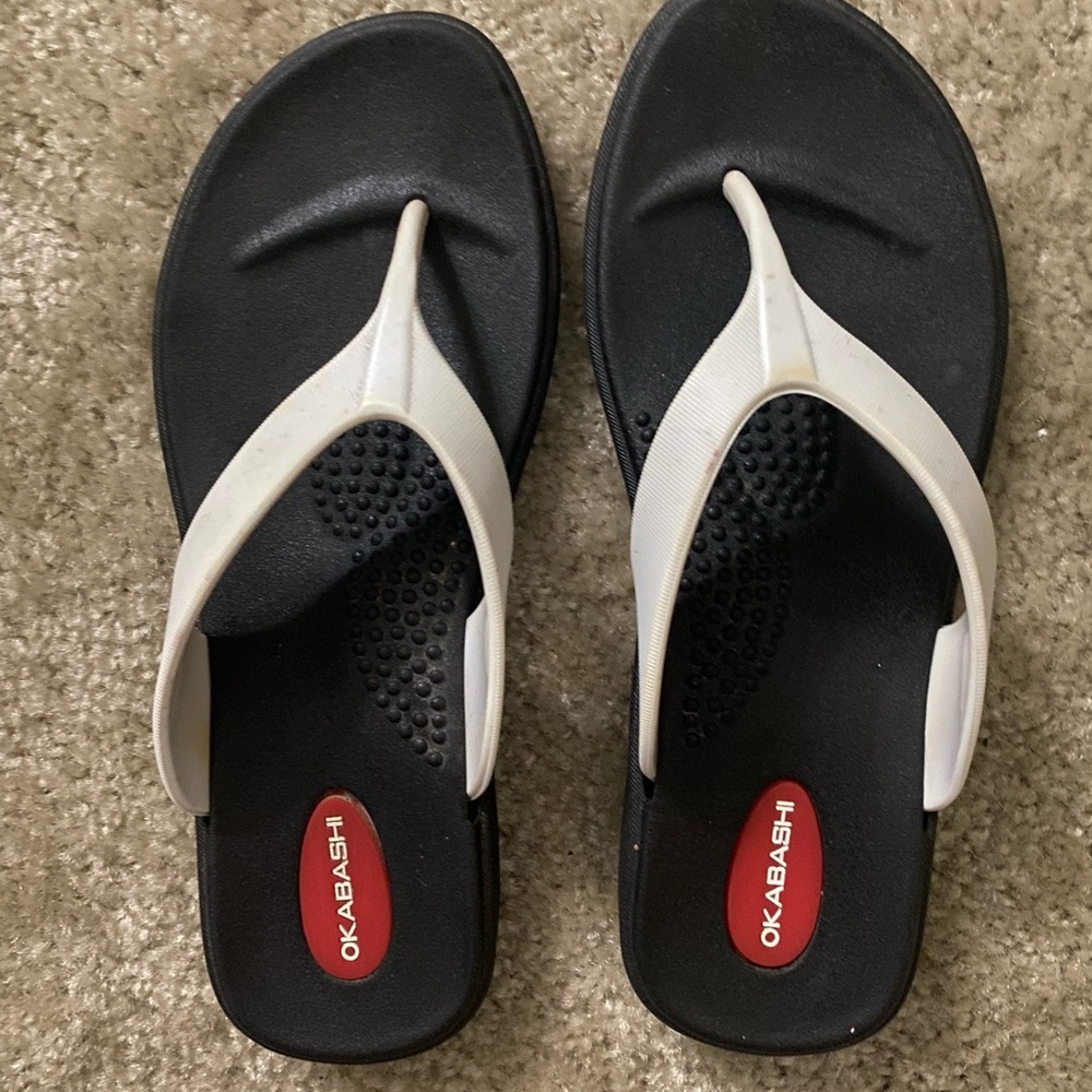 Okabashi Black and White Sandals W S (6/7)